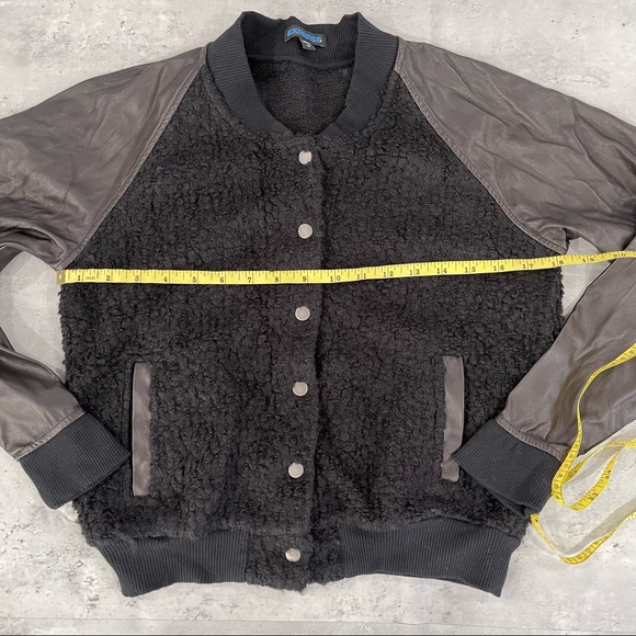 Faux Leather Shearling Varsity Jacket - Picture 5 of 7